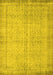 Machine Washable Abstract Yellow Contemporary Rug, wshcon546yw