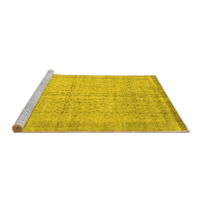 Sideview of Machine Washable Abstract Yellow Contemporary Rug, wshcon546yw