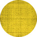 Round Abstract Yellow Contemporary Rug, con546yw