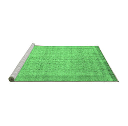 Sideview of Machine Washable Abstract Emerald Green Contemporary Area Rugs, wshcon546emgrn