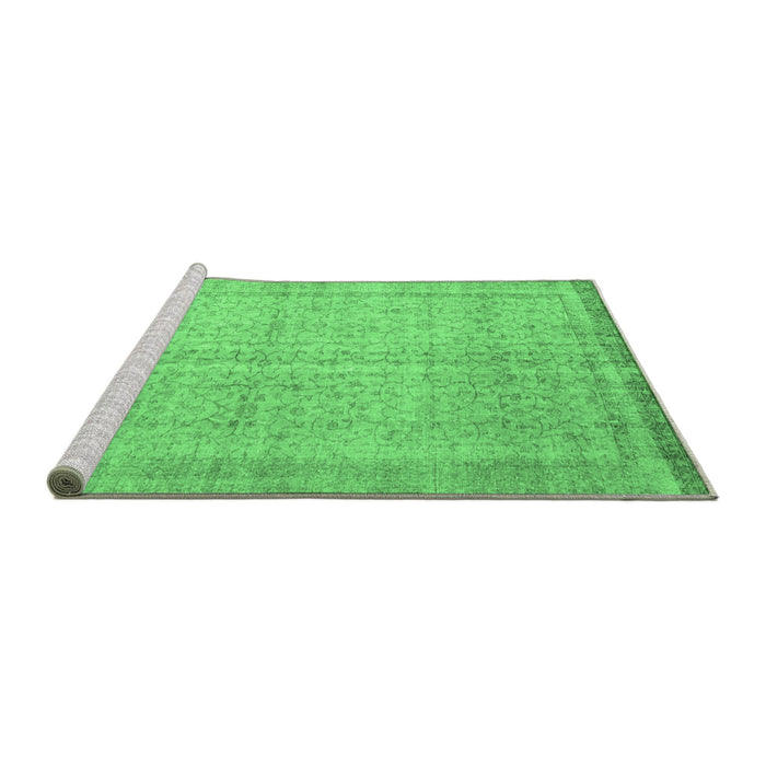 Sideview of Machine Washable Abstract Emerald Green Contemporary Area Rugs, wshcon546emgrn