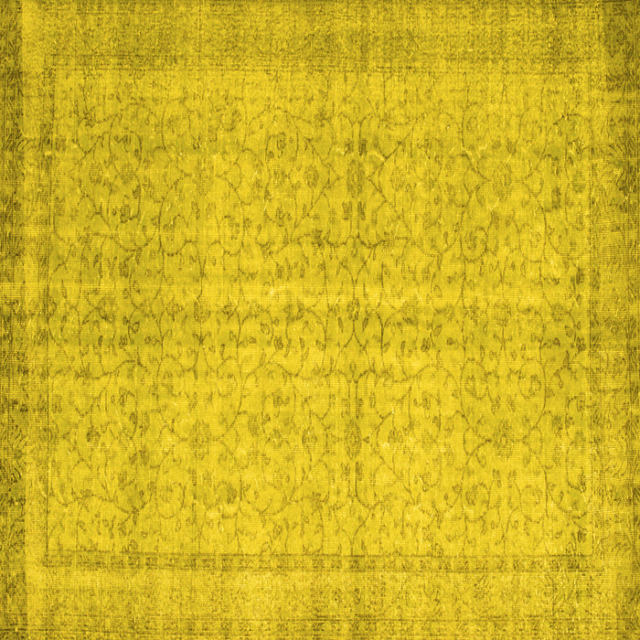 Square Machine Washable Abstract Yellow Contemporary Rug, wshcon546yw