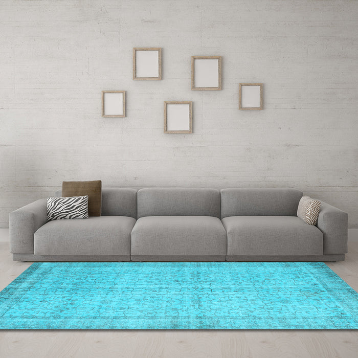 Machine Washable Abstract Light Blue Contemporary Rug in a Living Room, wshcon546lblu