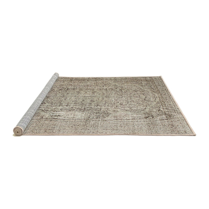 Serging Thickness of Machine Washable Contemporary Dark Almond Brown Rug, wshcon547