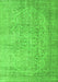 Serging Thickness of Machine Washable Abstract Green Contemporary Area Rugs, wshcon547grn