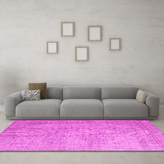 Machine Washable Abstract Pink Contemporary Rug in a Living Room, wshcon547pnk