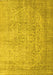 Machine Washable Abstract Yellow Contemporary Rug, wshcon547yw
