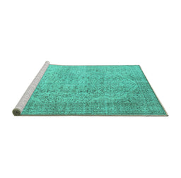 Sideview of Machine Washable Abstract Turquoise Contemporary Area Rugs, wshcon547turq