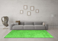 Machine Washable Abstract Green Contemporary Rug, wshcon547grn