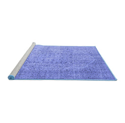 Sideview of Machine Washable Abstract Blue Contemporary Rug, wshcon547blu