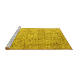 Sideview of Machine Washable Abstract Yellow Contemporary Rug, wshcon547yw