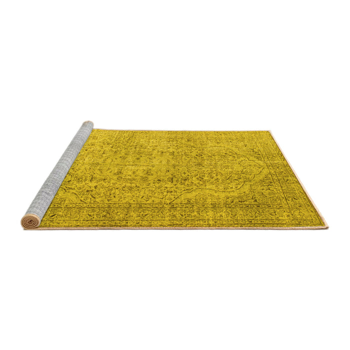 Sideview of Machine Washable Abstract Yellow Contemporary Rug, wshcon547yw