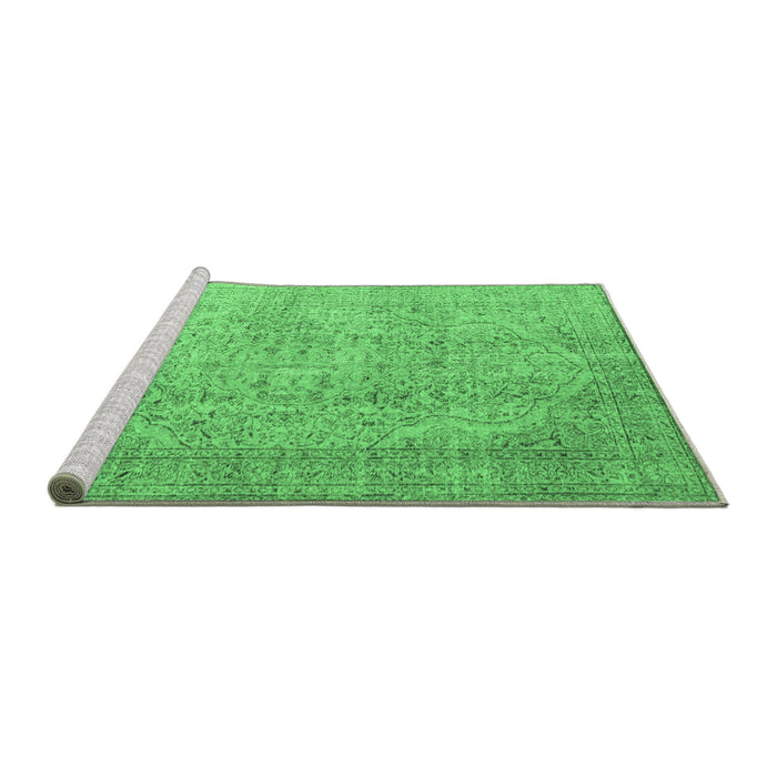 Sideview of Machine Washable Abstract Emerald Green Contemporary Area Rugs, wshcon547emgrn