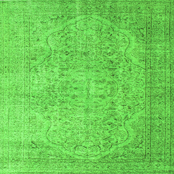 Round Machine Washable Abstract Green Contemporary Area Rugs, wshcon547grn