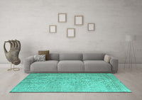 Machine Washable Abstract Turquoise Contemporary Rug, wshcon547turq