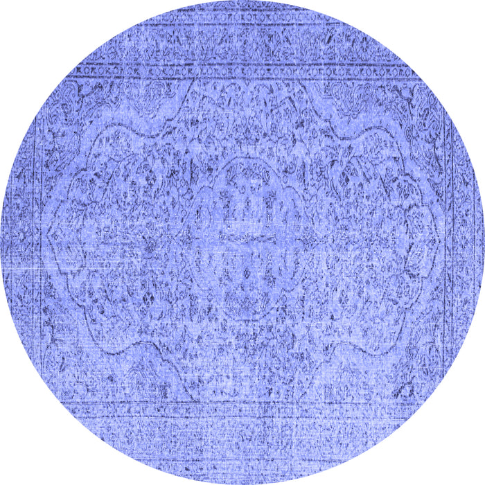 Round Machine Washable Abstract Blue Contemporary Rug, wshcon547blu