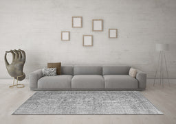 Machine Washable Abstract Gray Contemporary Rug in a Living Room,, wshcon547gry
