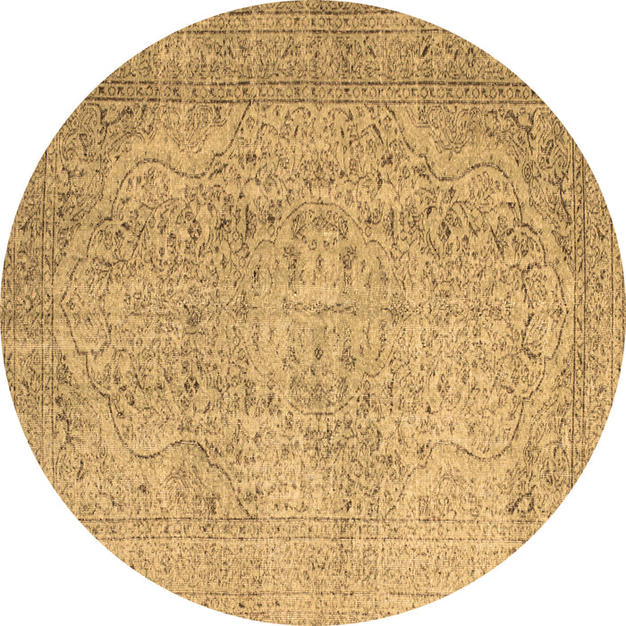 Round Abstract Brown Contemporary Rug, con547brn