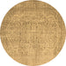 Round Abstract Brown Contemporary Rug, con547brn