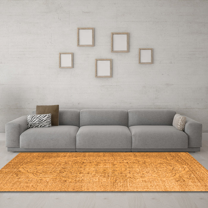 Machine Washable Abstract Orange Contemporary Area Rugs in a Living Room, wshcon547org
