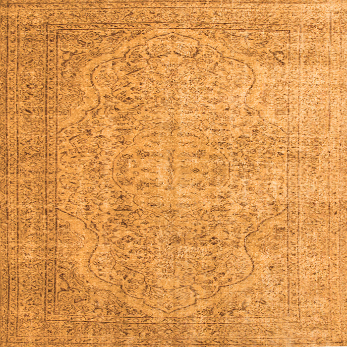 Round Machine Washable Abstract Orange Contemporary Area Rugs, wshcon547org