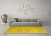 Machine Washable Abstract Yellow Contemporary Rug in a Living Room, wshcon547yw