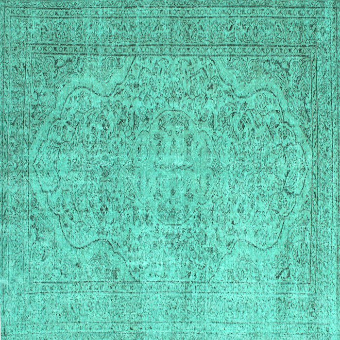 Square Abstract Turquoise Contemporary Rug, con547turq