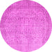 Round Machine Washable Abstract Pink Contemporary Rug, wshcon547pnk