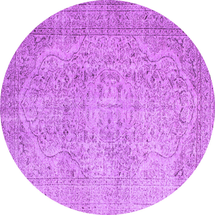 Round Machine Washable Abstract Purple Contemporary Area Rugs, wshcon547pur