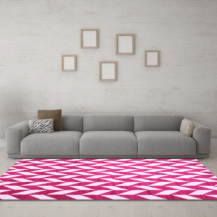 Machine Washable Abstract Pink Contemporary Rug in a Living Room, wshcon548pnk