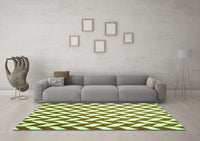 Machine Washable Abstract Green Contemporary Rug, wshcon548grn