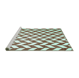 Sideview of Machine Washable Abstract Turquoise Contemporary Area Rugs, wshcon548turq