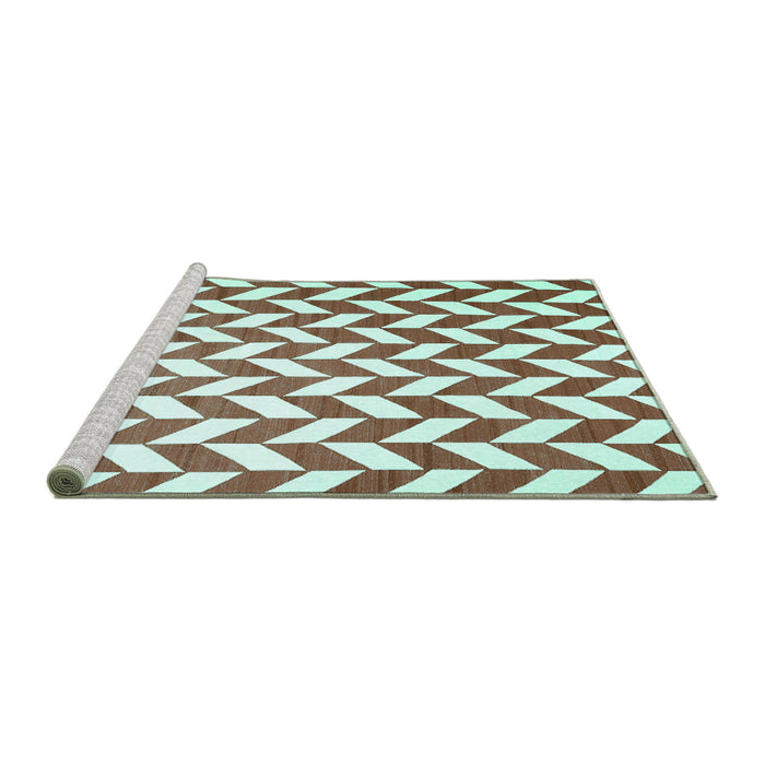 Sideview of Machine Washable Abstract Turquoise Contemporary Area Rugs, wshcon548turq