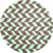 Round Abstract Turquoise Contemporary Rug, con548turq