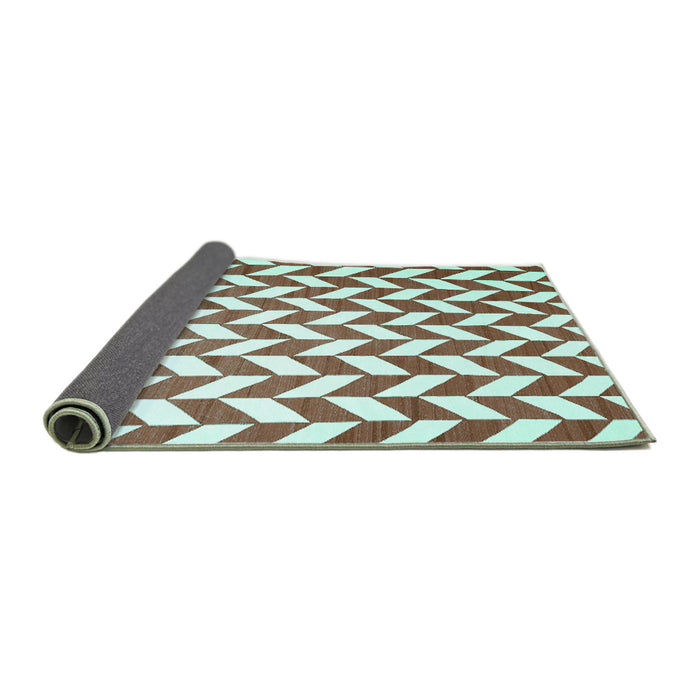 Sideview of Abstract Turquoise Contemporary Rug, con548turq