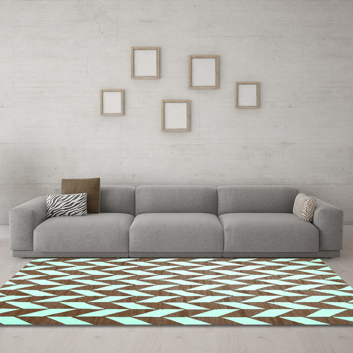 Machine Washable Abstract Turquoise Contemporary Area Rugs in a Living Room,, wshcon548turq