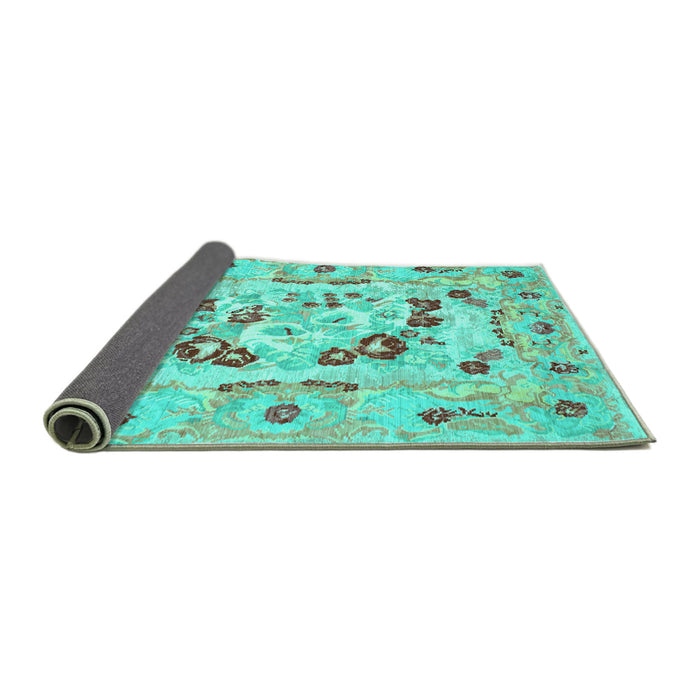 Sideview of Medallion Turquoise French Rug, con549turq