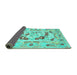 Sideview of Medallion Turquoise French Rug, con549turq