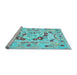 Sideview of Machine Washable Medallion Light Blue French Rug, wshcon549lblu