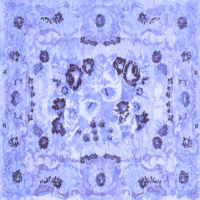 Square Machine Washable Medallion Blue French Rug, wshcon549blu