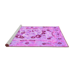 Sideview of Machine Washable Medallion Purple French Area Rugs, wshcon549pur