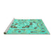 Sideview of Machine Washable Medallion Turquoise French Area Rugs, wshcon549turq