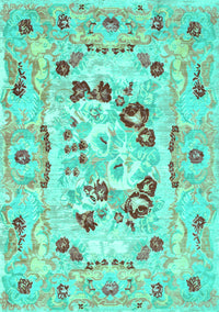 Medallion Turquoise French Rug, con549turq