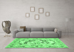 Machine Washable Medallion Emerald Green French Area Rugs in a Living Room,, wshcon549emgrn
