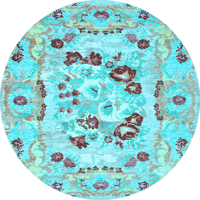 Round Medallion Light Blue French Rug, con549lblu