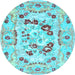 Round Medallion Light Blue French Rug, con549lblu