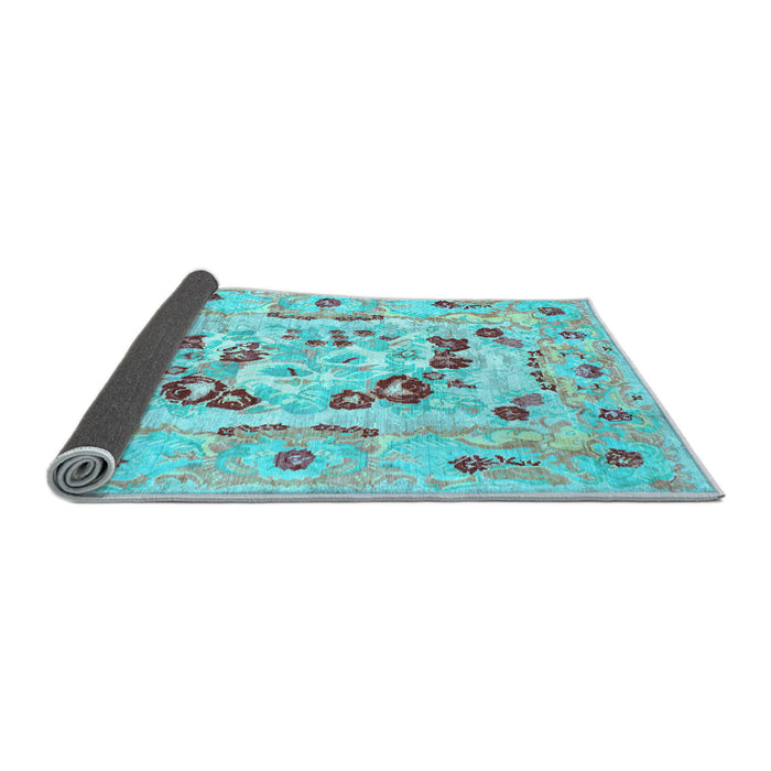 Sideview of Medallion Light Blue French Rug, con549lblu