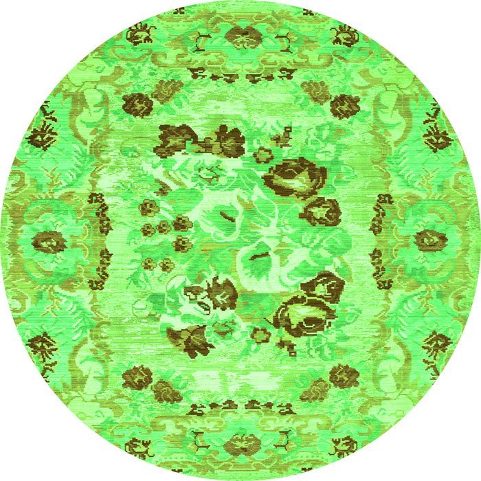 Machine Washable Medallion Green French Area Rugs, wshcon549grn