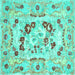 Square Medallion Turquoise French Rug, con549turq