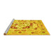 Sideview of Machine Washable Medallion Yellow French Rug, wshcon549yw